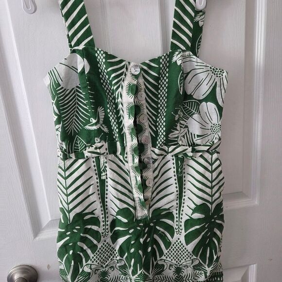 FARM Rio Green and White Tropical LE Jumpsuit - Picture 4 of 7